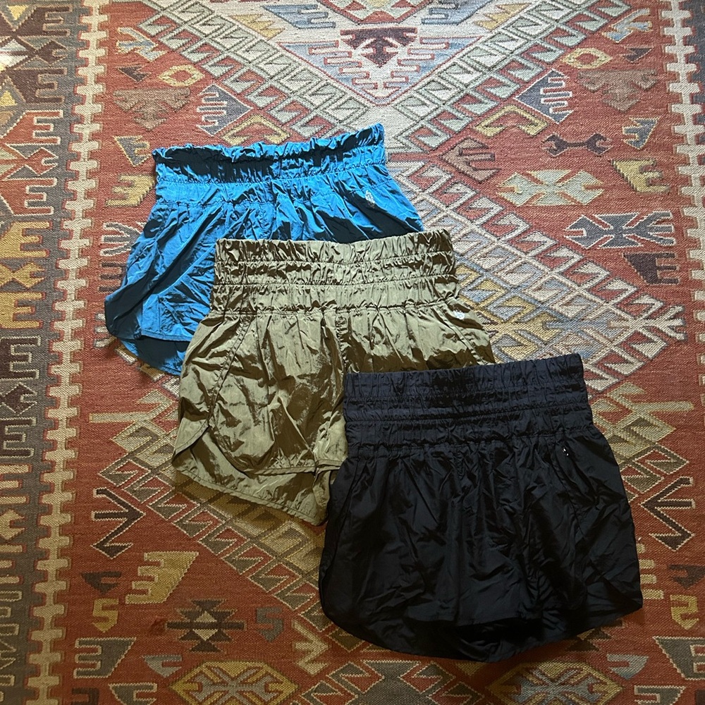Free People Movement Shorts The Way Home - Black, Olive, and Teal LOT OF 3